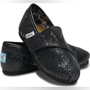 TOMS toddler black glitter
